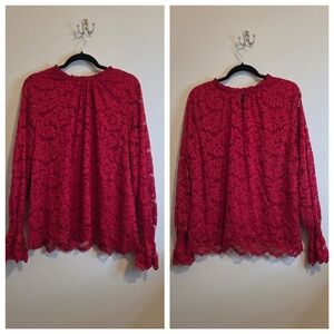 Chic Lace Women's Blouse in Vibrant Red